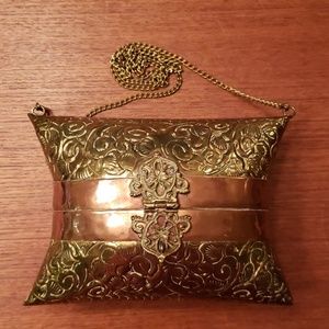 Vintage 1930s Brass & Copper Pillow Purse EUC